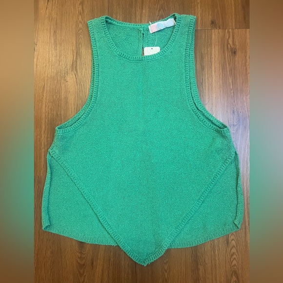 Free People Over The Moon Sweater Top - Lush Life Green size L NWT - Picture 1 of 6